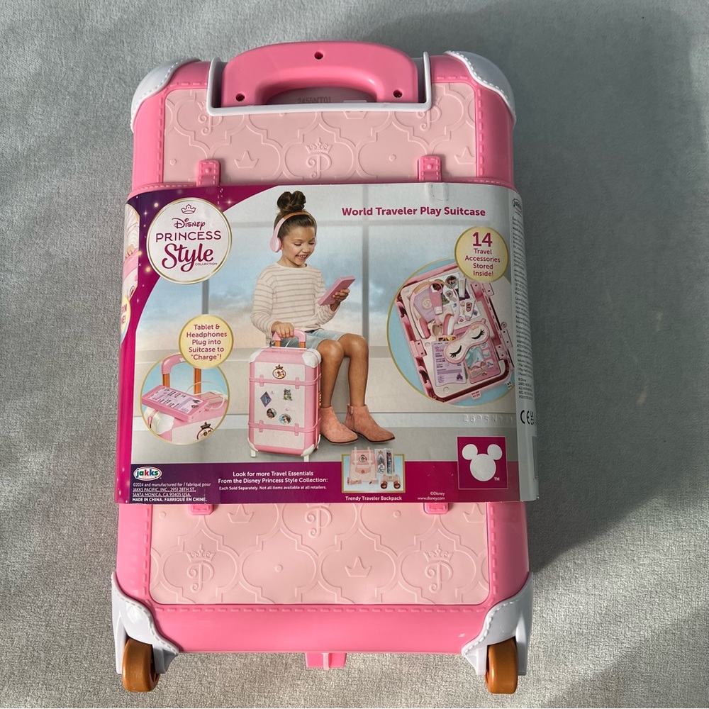 NWT Disney Princess Style Pink and White Play Suitcase